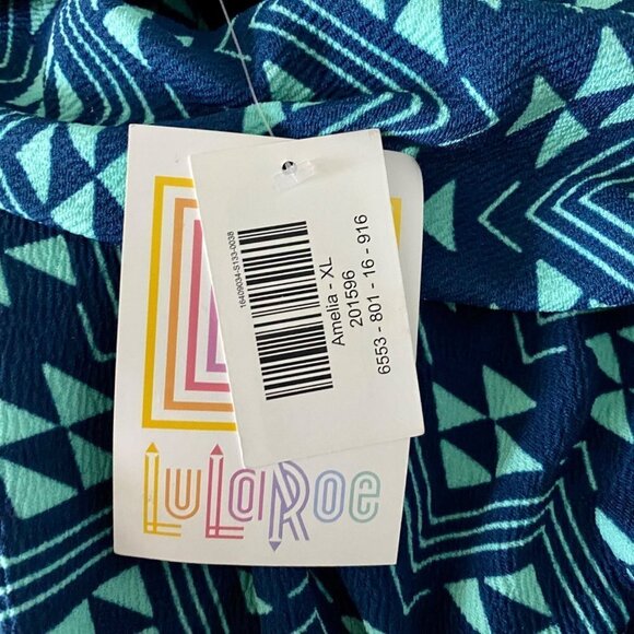 LulaRoe Amelia Dress with Pockets Blue Green XL NEW with Tags - Picture 7 of 12